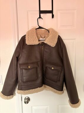 Banana Republic Cream Faux Shearling-Lined Jacket